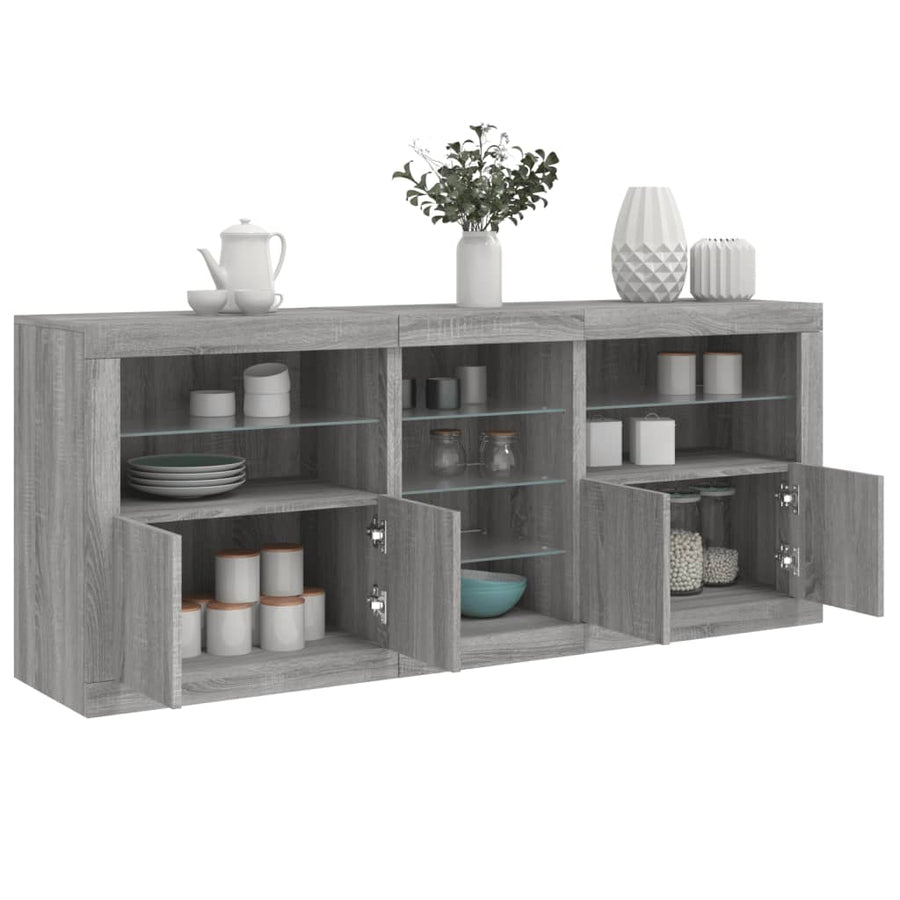 Dressoir met LED-verlichting 181,5x37x678 cm grijs sonoma eiken