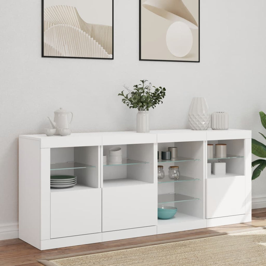 Dressoir Met Led-Verlichting 64X37X67 Cm Wit