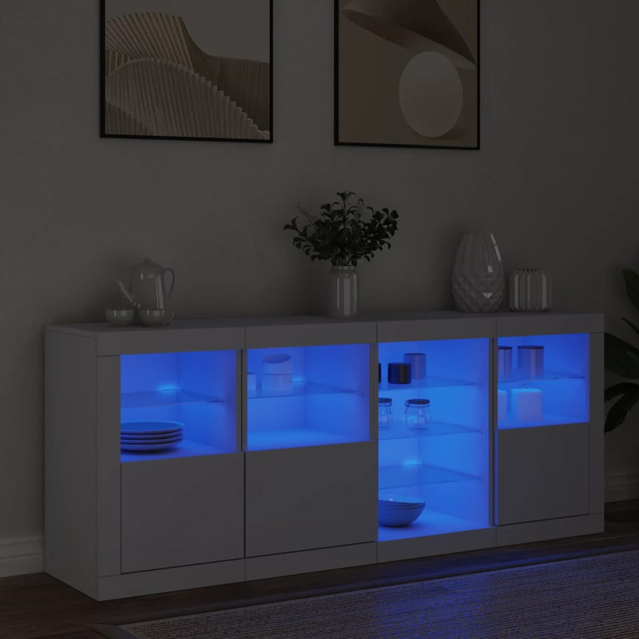 Dressoir Met Led-Verlichting 64X37X67 Cm Wit