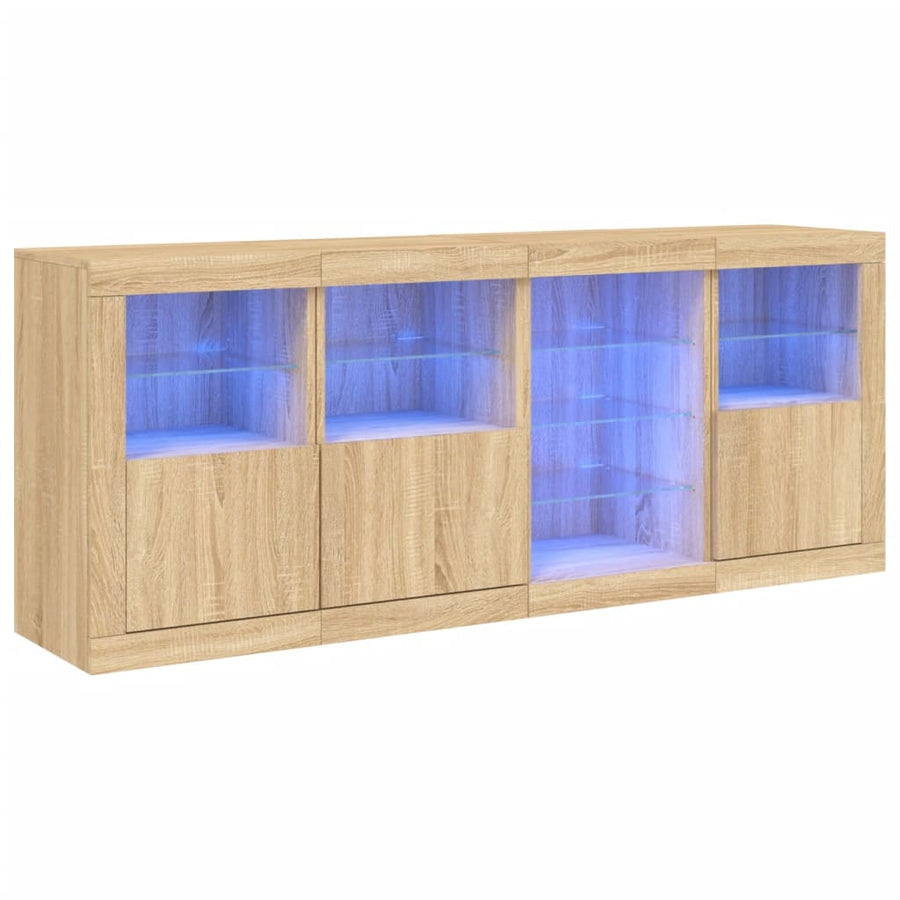Dressoir Met Led-Verlichting 64X37X67 Cm Kleurig Sonoma eiken