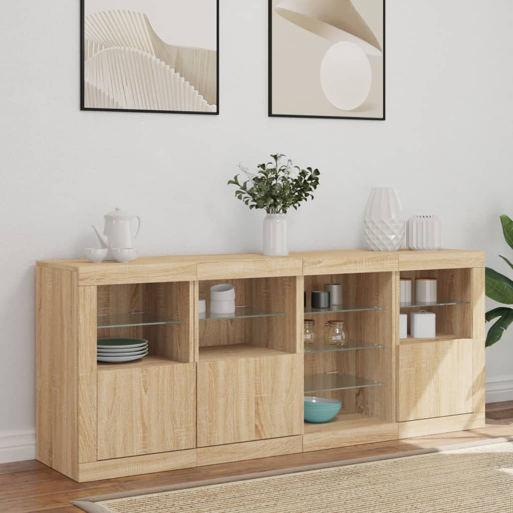Dressoir Met Led-Verlichting 64X37X67 Cm Kleurig Sonoma eiken
