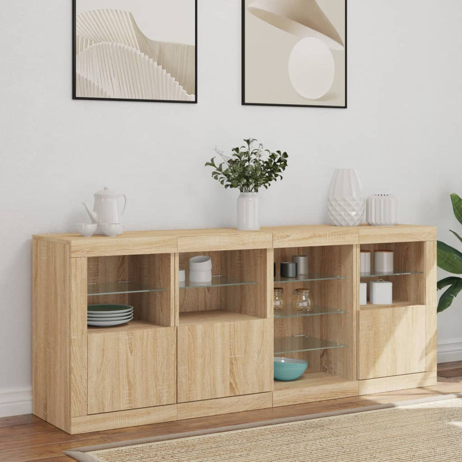 Dressoir Met Led-Verlichting 64X37X67 Cm Kleurig Sonoma eiken
