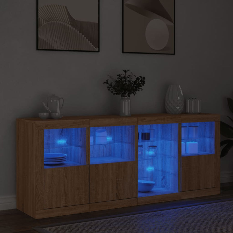 Dressoir Met Led-Verlichting 64X37X67 Cm Kleurig Sonoma eiken