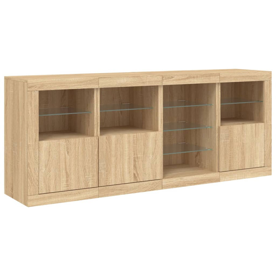 Dressoir Met Led-Verlichting 64X37X67 Cm Kleurig Sonoma eiken