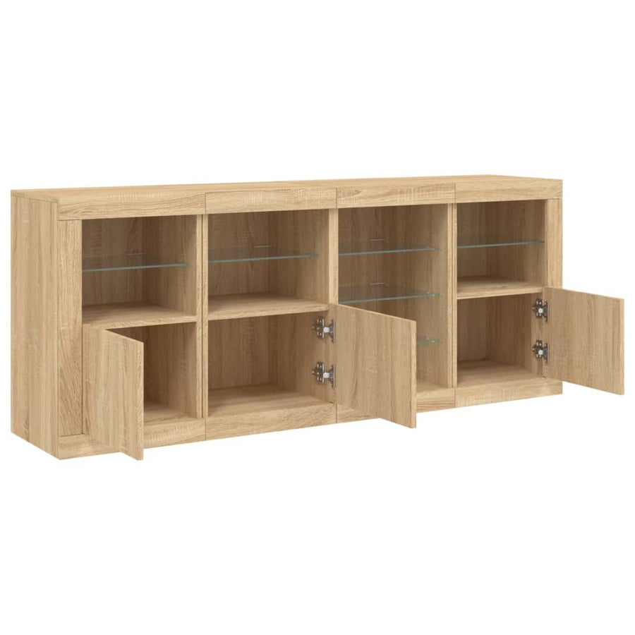 Dressoir Met Led-Verlichting 64X37X67 Cm Kleurig Sonoma eiken
