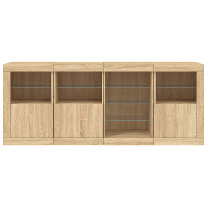 Dressoir Met Led-Verlichting 64X37X67 Cm Kleurig Sonoma eiken
