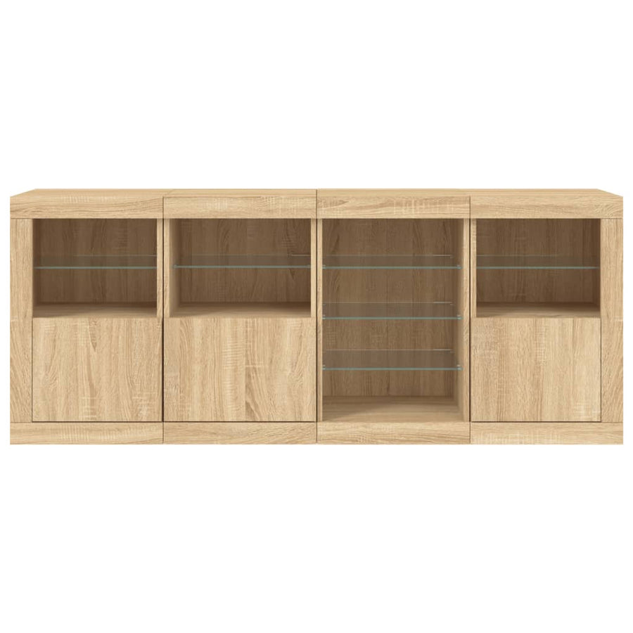 Dressoir Met Led-Verlichting 64X37X67 Cm Kleurig Sonoma eiken