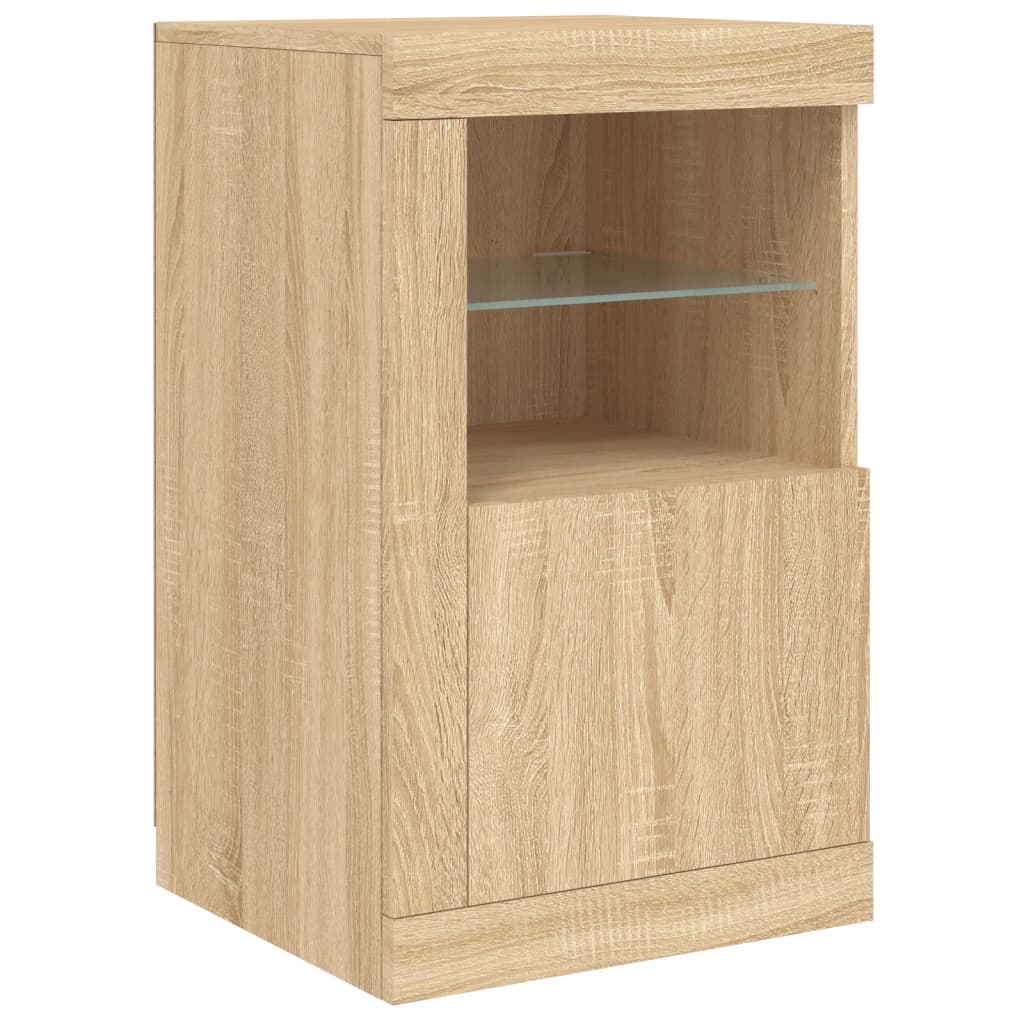 Dressoir Met Led-Verlichting 64X37X67 Cm Kleurig Sonoma eiken