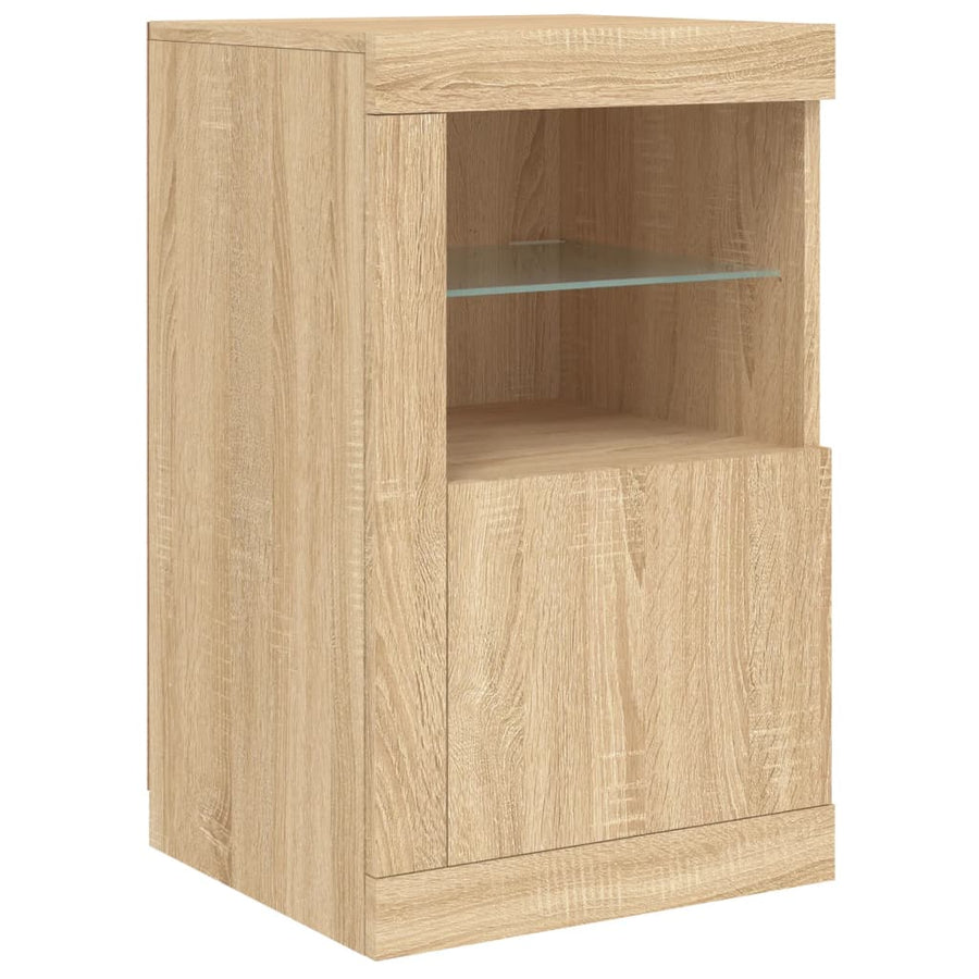 Dressoir Met Led-Verlichting 64X37X67 Cm Kleurig Sonoma eiken