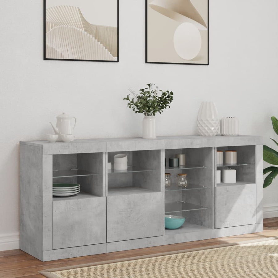 Dressoir Met Led-Verlichting 64X37X67 Cm Betongrijs