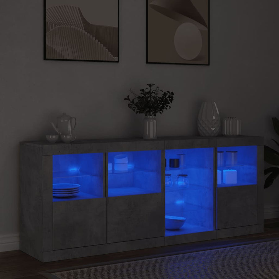 Dressoir Met Led-Verlichting 64X37X67 Cm Betongrijs