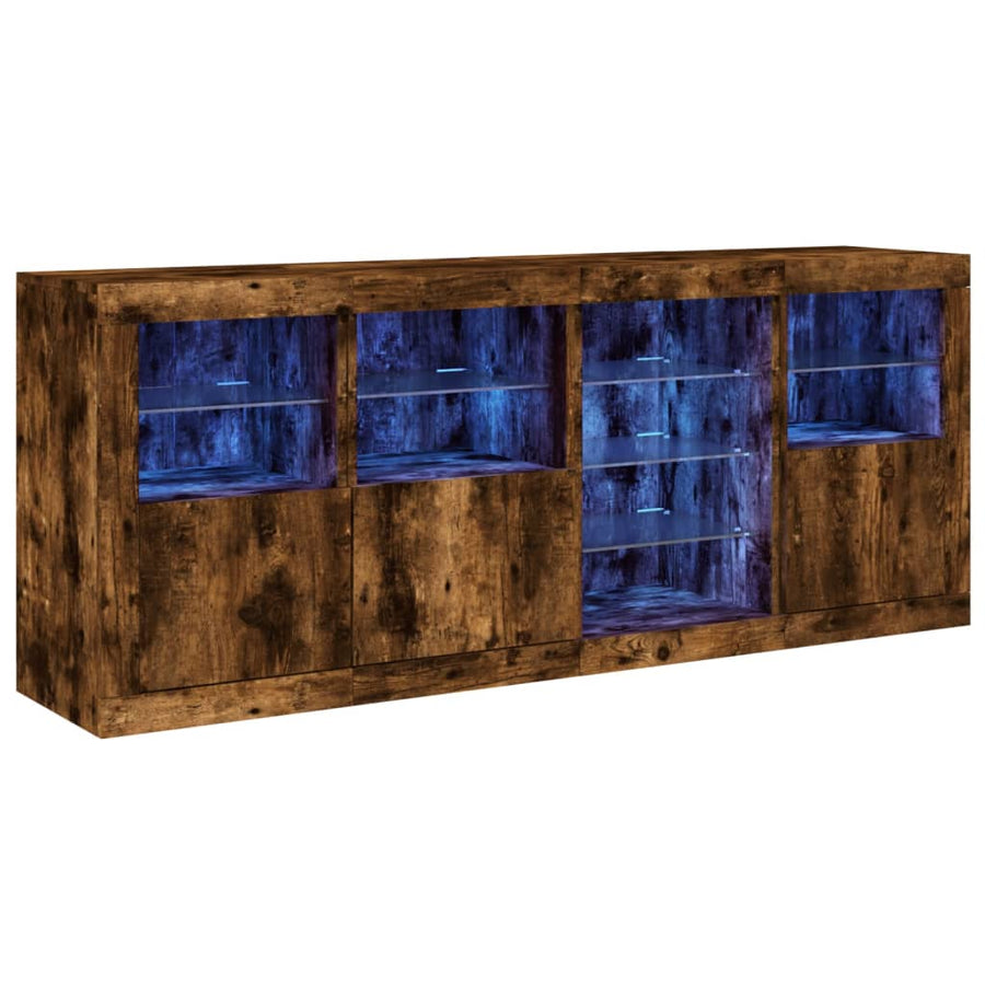 Dressoir Met Led-Verlichting 64X37X67 Cm Kleurig Gerookt eiken