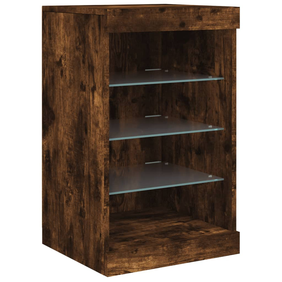 Dressoir Met Led-Verlichting 64X37X67 Cm Kleurig Gerookt eiken