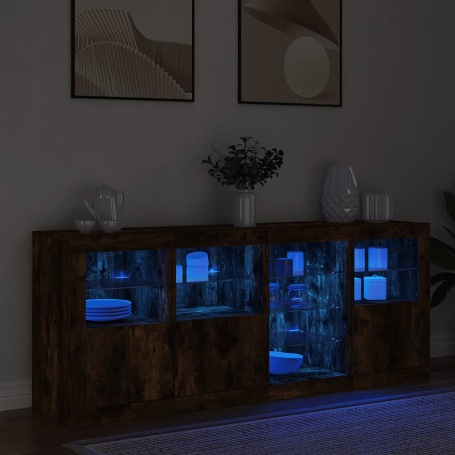 Dressoir Met Led-Verlichting 64X37X67 Cm Kleurig Gerookt eiken