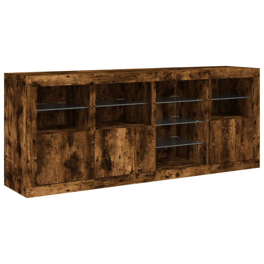 Dressoir Met Led-Verlichting 64X37X67 Cm Kleurig Gerookt eiken