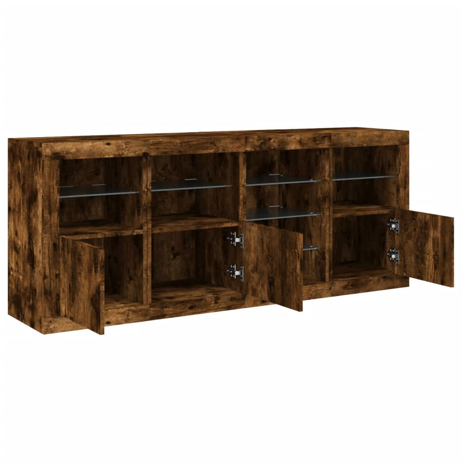 Dressoir Met Led-Verlichting 64X37X67 Cm Kleurig Gerookt eiken