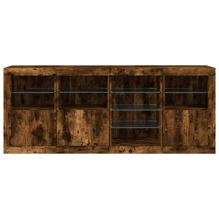 Dressoir Met Led-Verlichting 64X37X67 Cm Kleurig Gerookt eiken