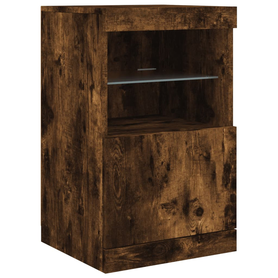 Dressoir Met Led-Verlichting 64X37X67 Cm Kleurig Gerookt eiken