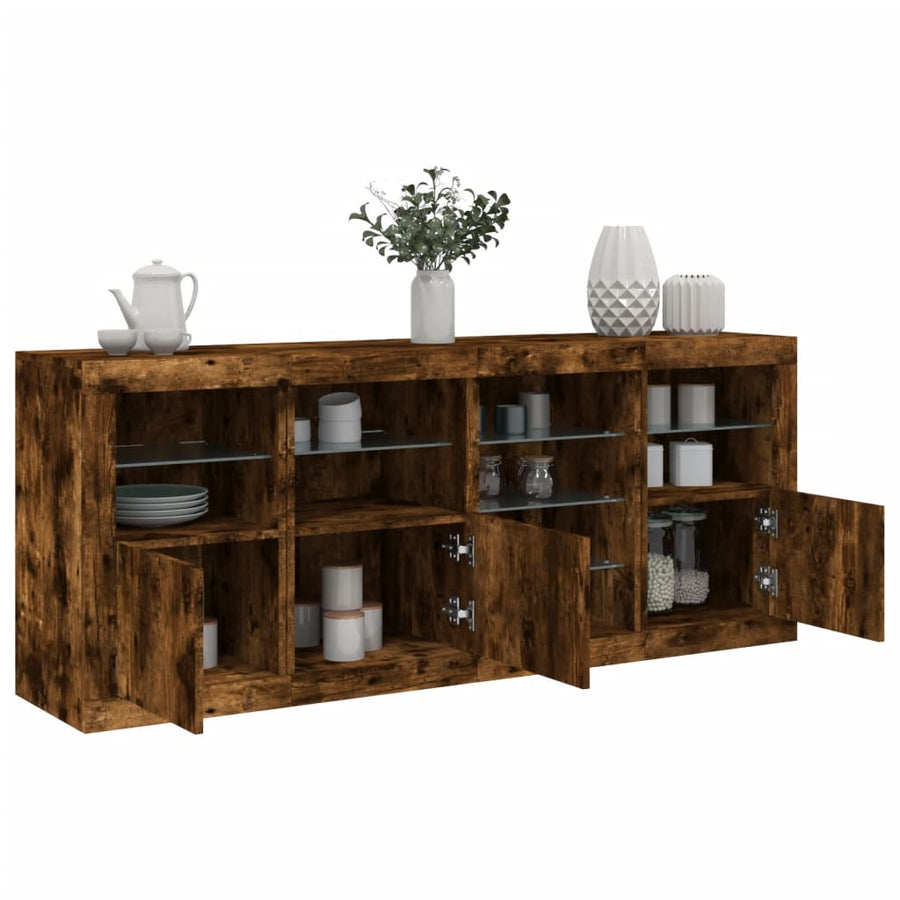 Dressoir Met Led-Verlichting 64X37X67 Cm Kleurig Gerookt eiken