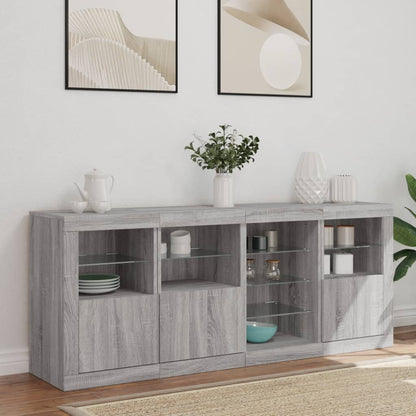 Dressoir Met Led-Verlichting 64X37X67 Cm Eiken Grijs sonoma