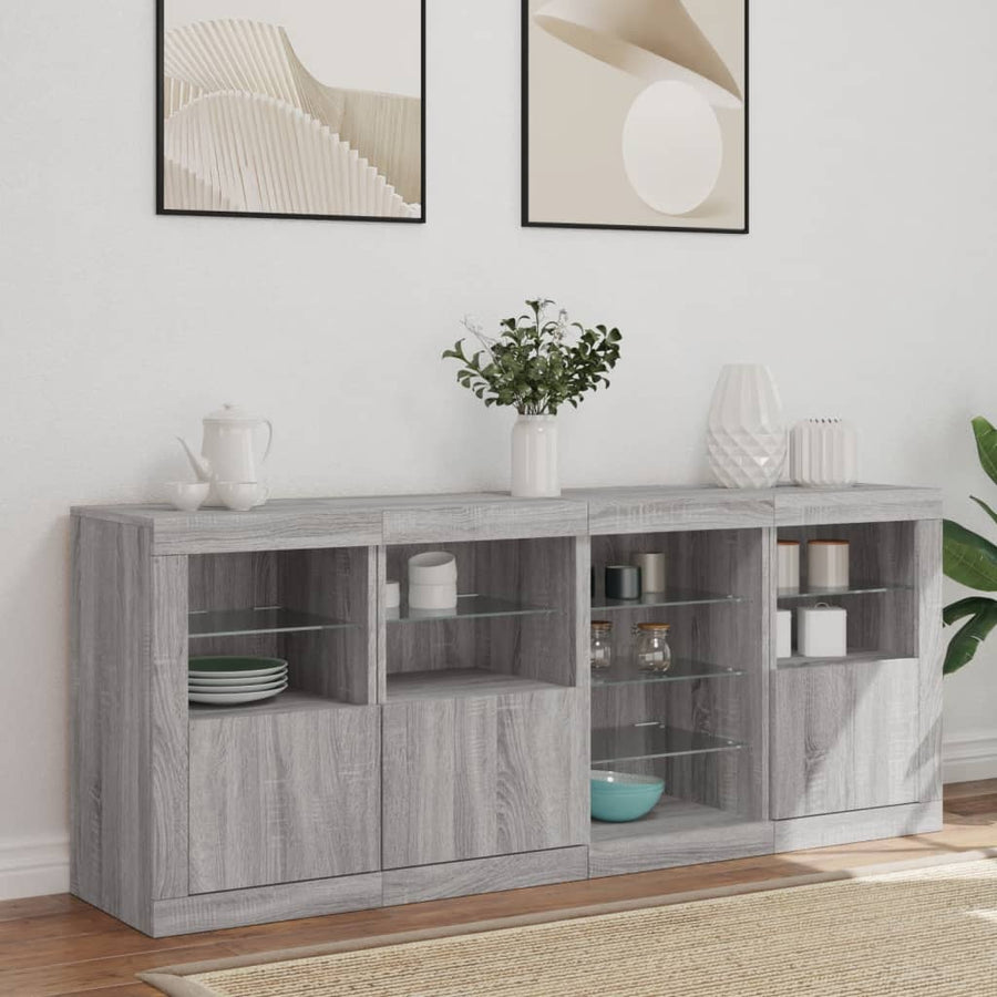 Dressoir Met Led-Verlichting 64X37X67 Cm Eiken Grijs sonoma