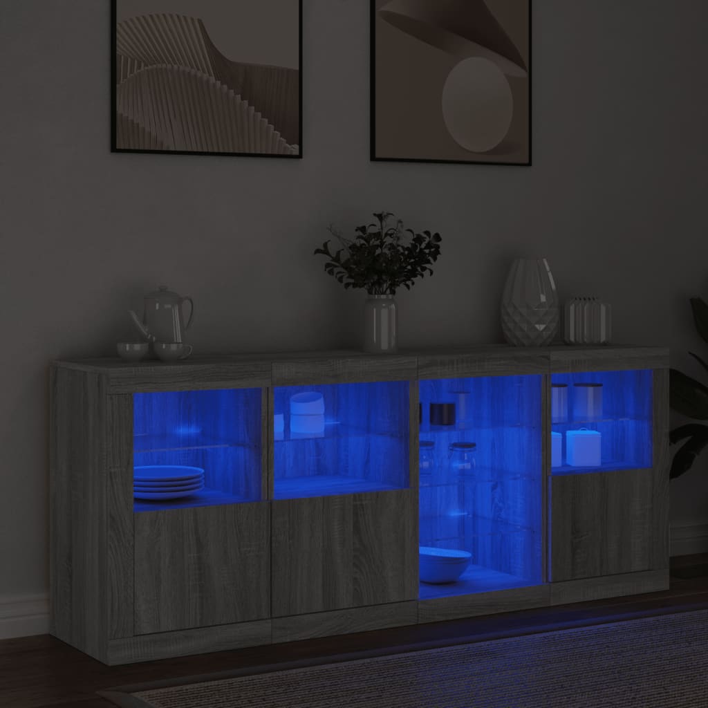 Dressoir Met Led-Verlichting 64X37X67 Cm Eiken Grijs sonoma