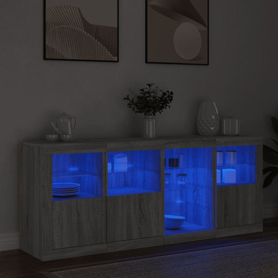 Dressoir Met Led-Verlichting 64X37X67 Cm Eiken Grijs sonoma