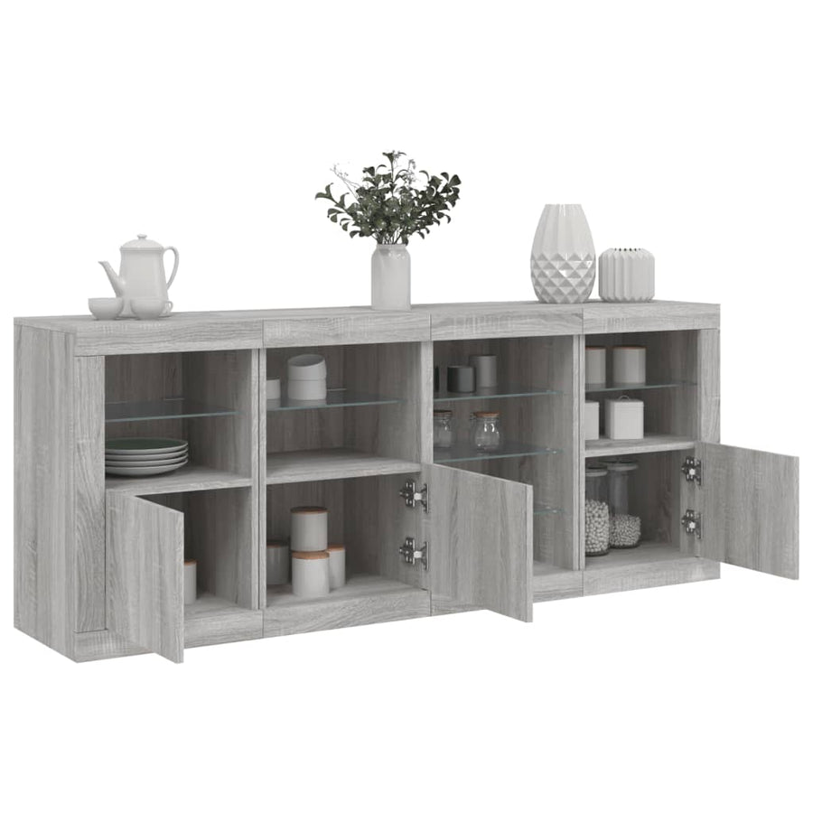 Dressoir Met Led-Verlichting 64X37X67 Cm Eiken Grijs sonoma