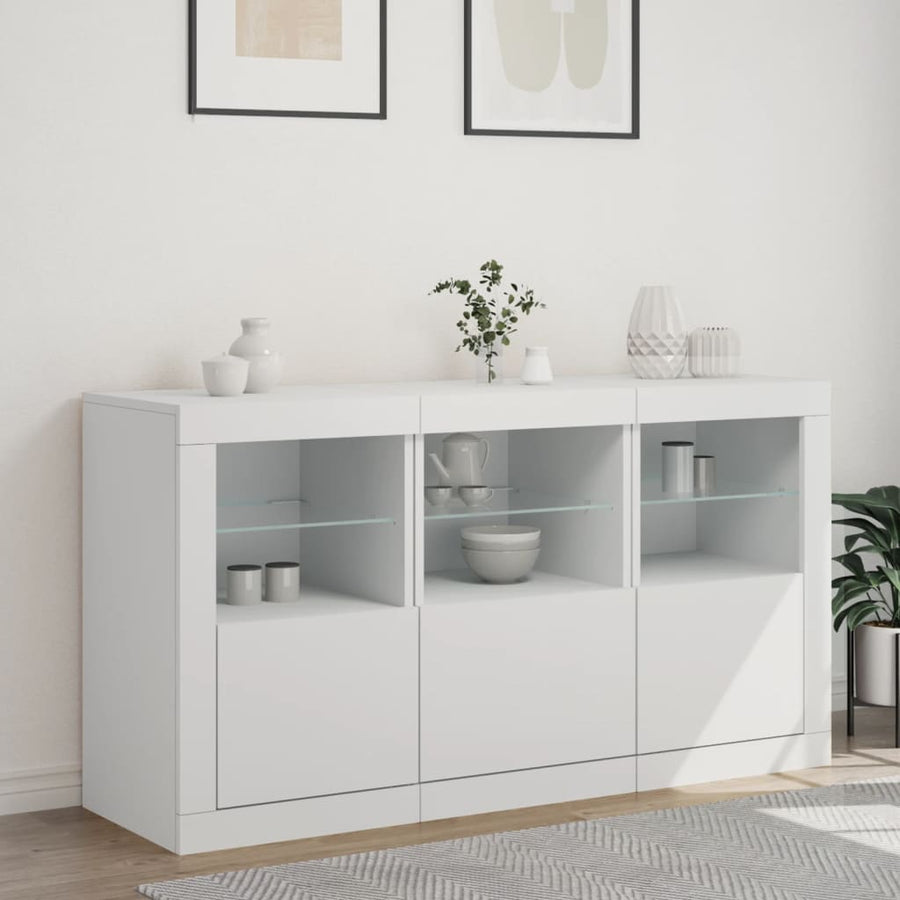 Dressoir Met Led-Verlichting 23X37X67 Cm Wit