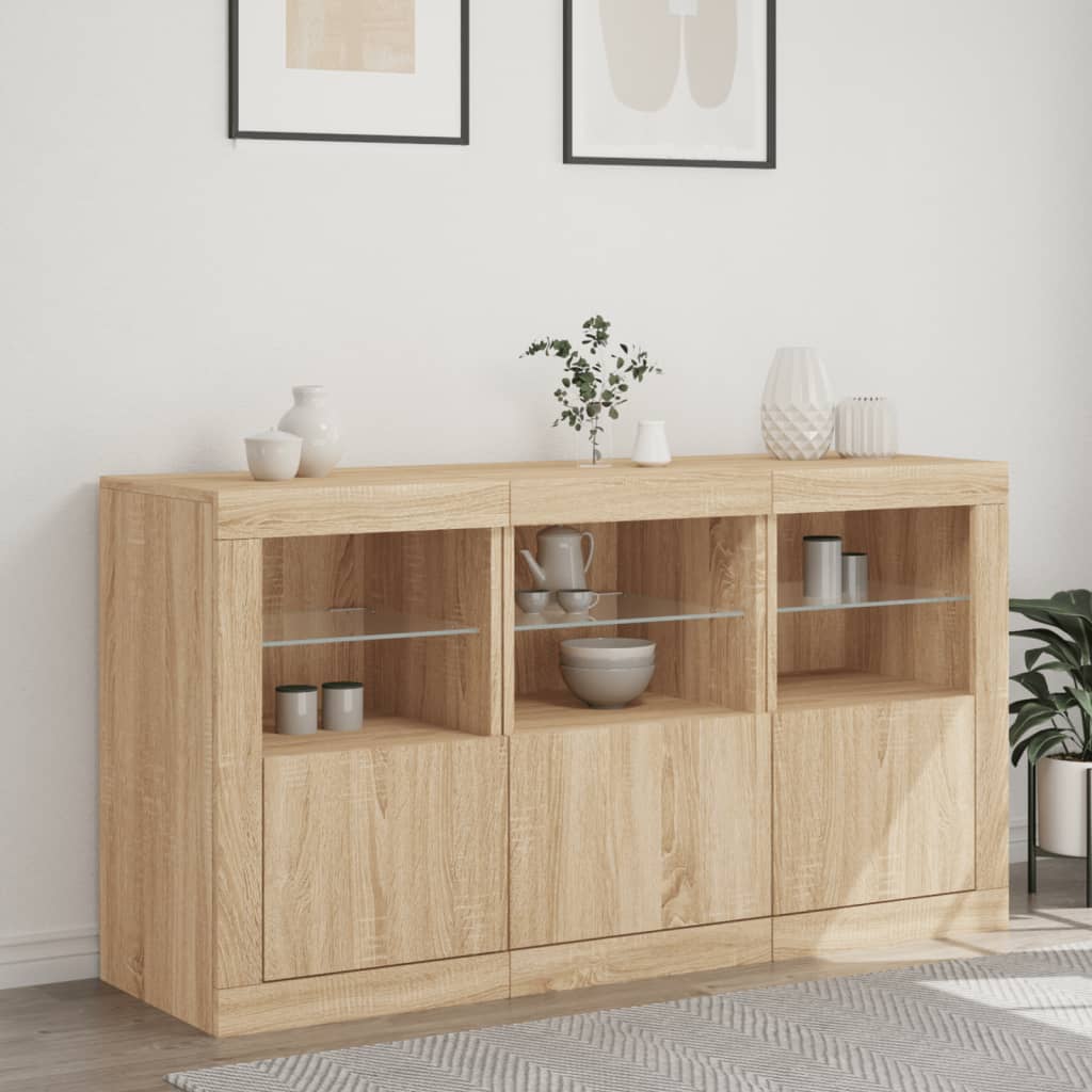 Dressoir Met Led-Verlichting 23X37X67 Cm Kleurig Sonoma eiken