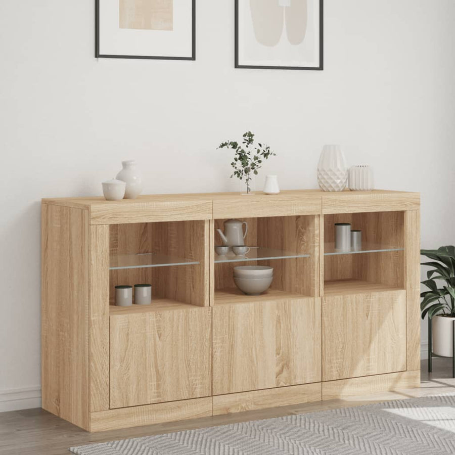 Dressoir Met Led-Verlichting 23X37X67 Cm Kleurig Sonoma eiken