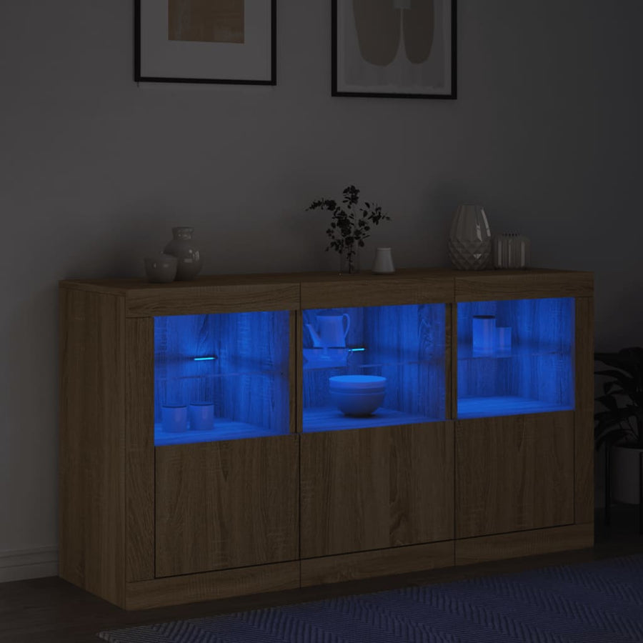 Dressoir Met Led-Verlichting 23X37X67 Cm Kleurig Sonoma eiken