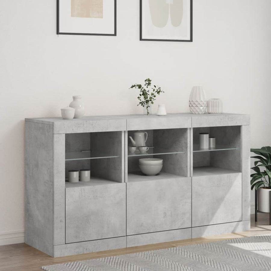 Dressoir Met Led-Verlichting 23X37X67 Cm Betongrijs