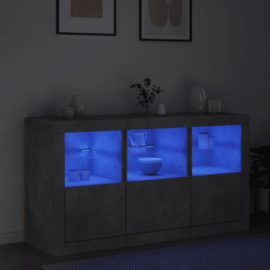 Dressoir Met Led-Verlichting 23X37X67 Cm Betongrijs