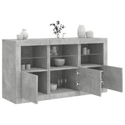 Dressoir 123x37x67 cm betongrijs met led