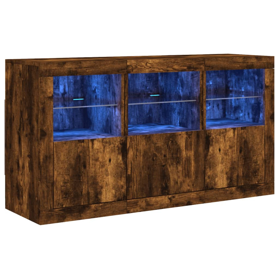 Dressoir Met Led-Verlichting 23X37X67 Cm Kleurig Gerookt eiken