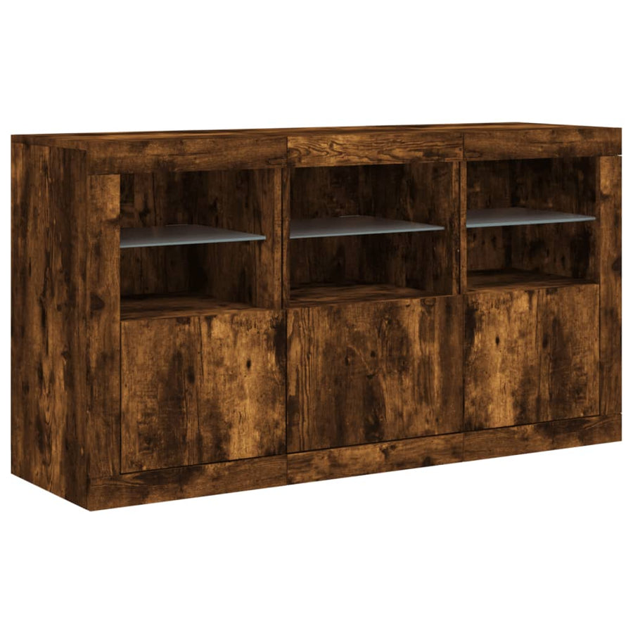Dressoir Met Led-Verlichting 23X37X67 Cm Kleurig Gerookt eiken