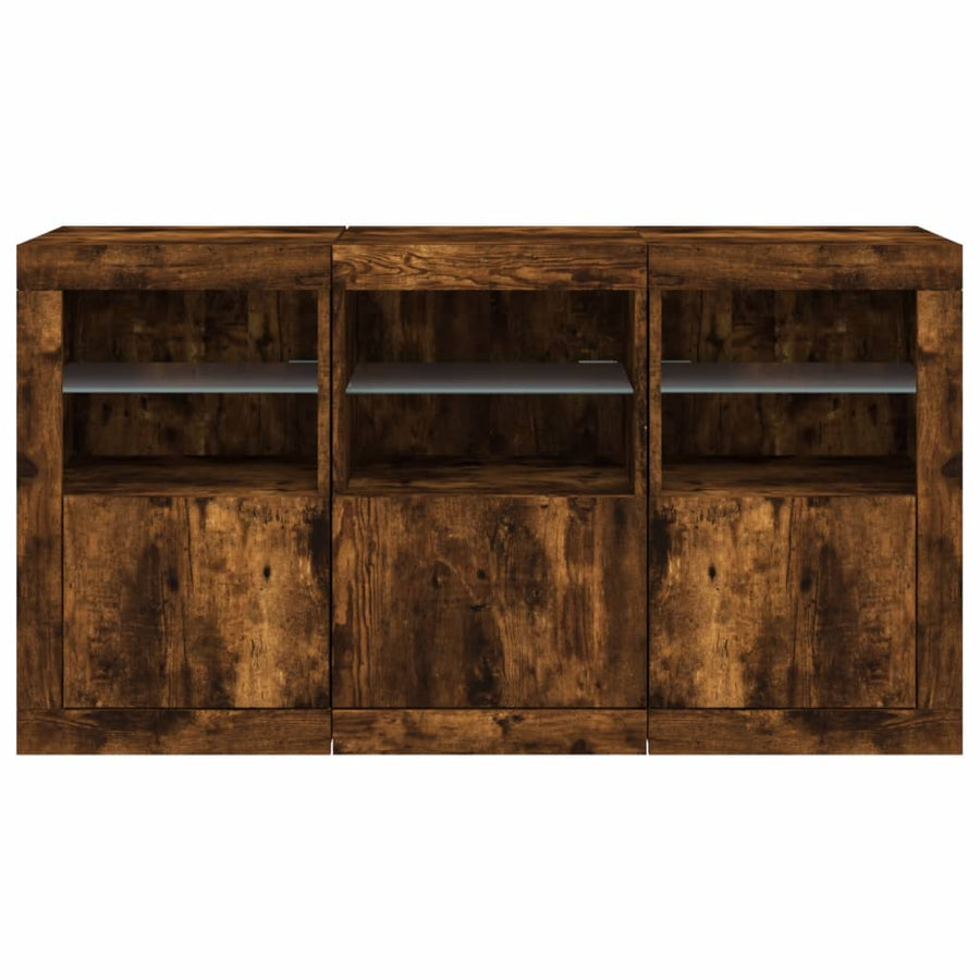 Dressoir Met Led-Verlichting 23X37X67 Cm Kleurig Gerookt eiken
