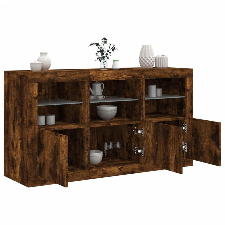 Dressoir Met Led-Verlichting 23X37X67 Cm Kleurig Gerookt eiken