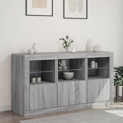 Dressoir Met Led-Verlichting 23X37X67 Cm Eiken Grijs sonoma