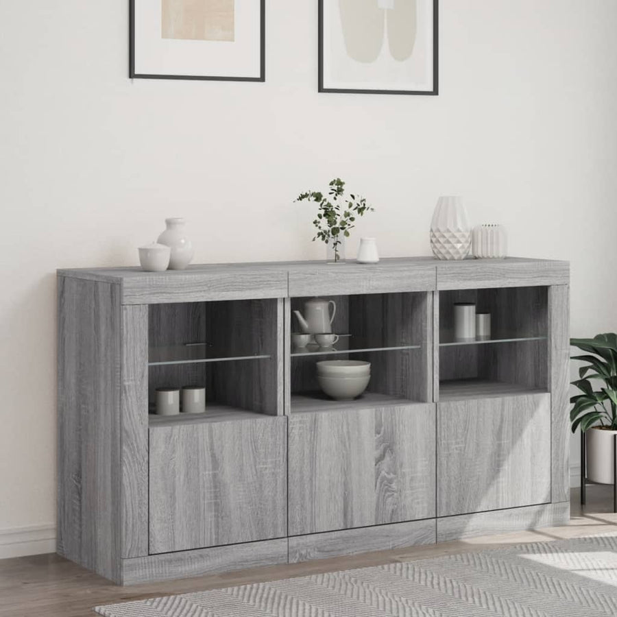Dressoir Met Led-Verlichting 23X37X67 Cm Eiken Grijs sonoma