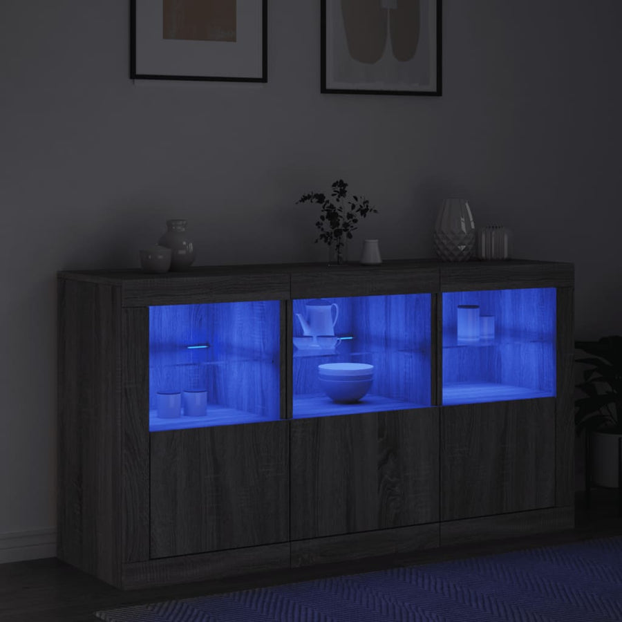 Dressoir Met Led-Verlichting 23X37X67 Cm Eiken Grijs sonoma