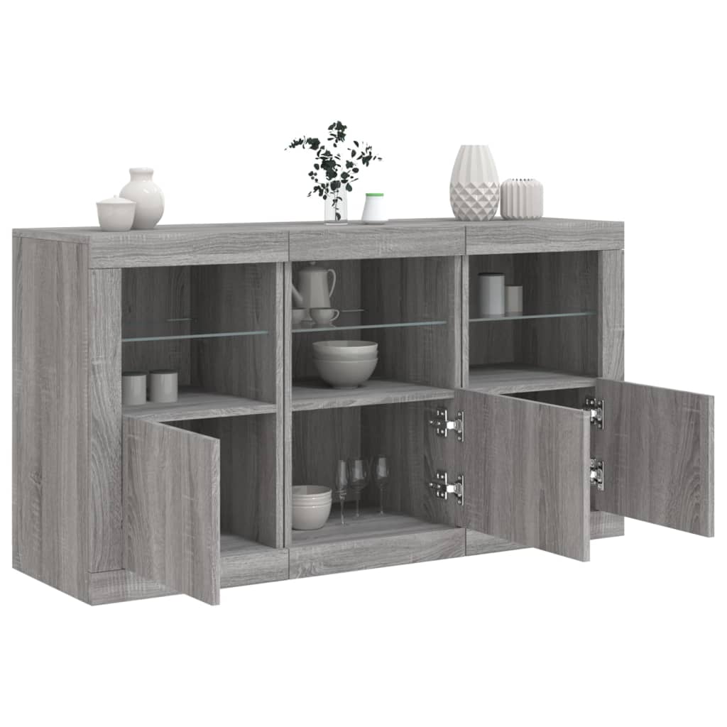 Dressoir Met Led-Verlichting 23X37X67 Cm Eiken Grijs sonoma