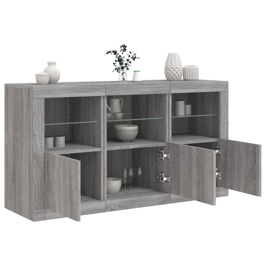 Dressoir Met Led-Verlichting 23X37X67 Cm Eiken Grijs sonoma