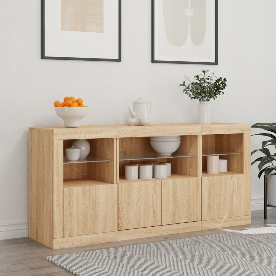 Dressoir Met Led-Verlichting 42,5X37X67 Cm Kleurig Sonoma eiken