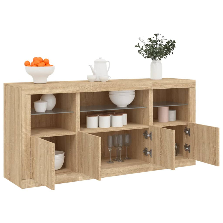 Dressoir Met Led-Verlichting 42,5X37X67 Cm Kleurig Sonoma eiken