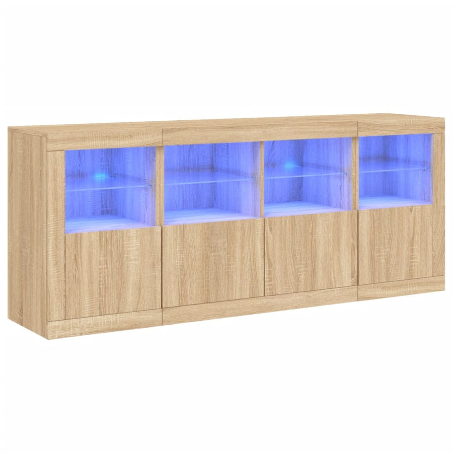 Dressoir Met Led-Verlichting 63X37X67 Cm Kleurig Sonoma eiken