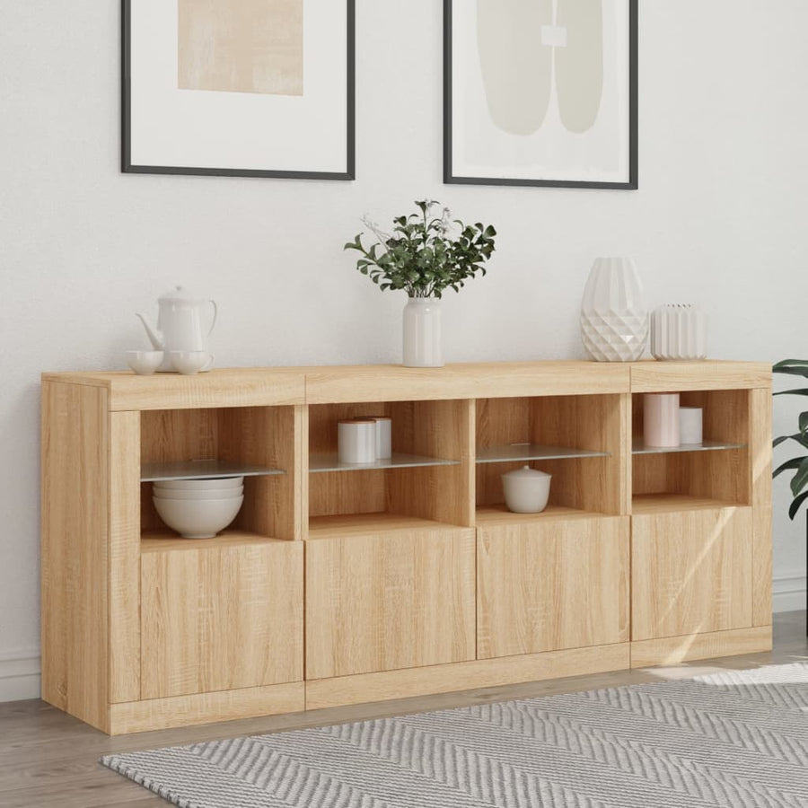 Dressoir Met Led-Verlichting 63X37X67 Cm Kleurig Sonoma eiken