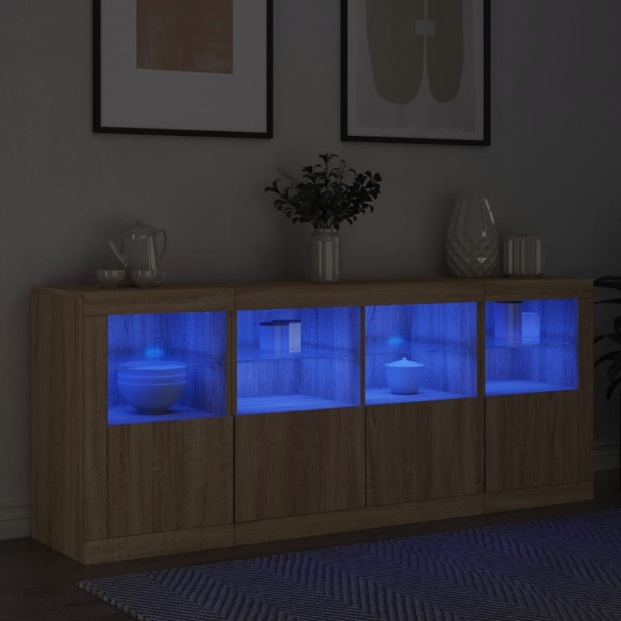 Dressoir Met Led-Verlichting 63X37X67 Cm Kleurig Sonoma eiken