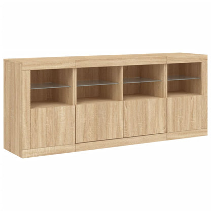 Dressoir Met Led-Verlichting 63X37X67 Cm Kleurig Sonoma eiken